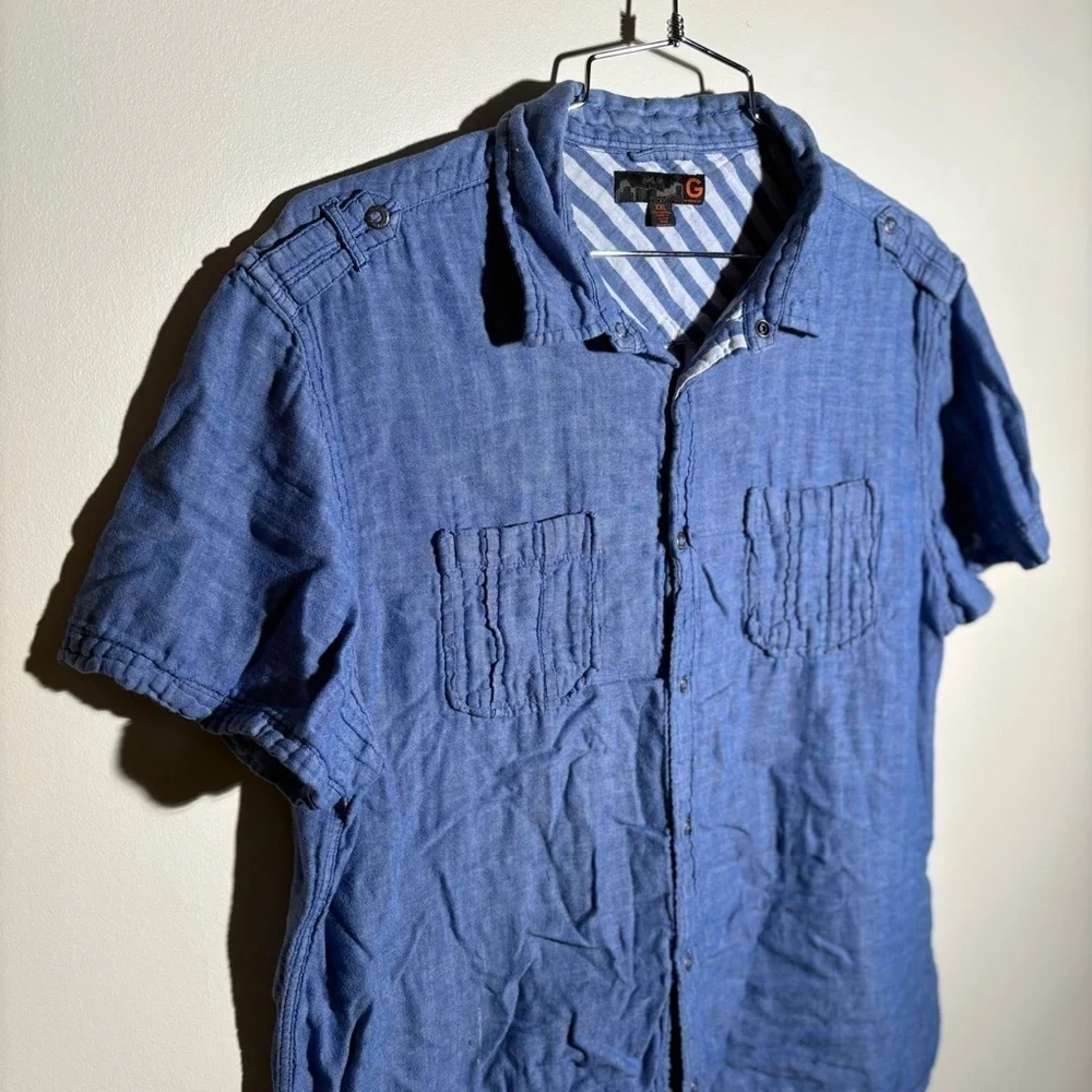 G By Guess Lightweight Cotton Short Sleeve Button Down Shirt